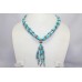 Women's Necklace 925 Sterling Silver beads blue turquoise stones P 406